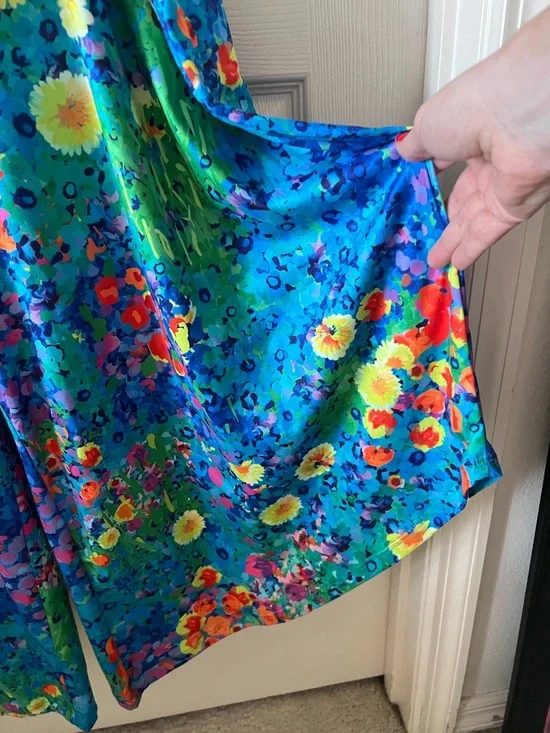 Shirley & Stone Floral Boho Spaghetti Strap Wide Leg Stretch Jumpsuit Large EUC - Picture 3 of 9